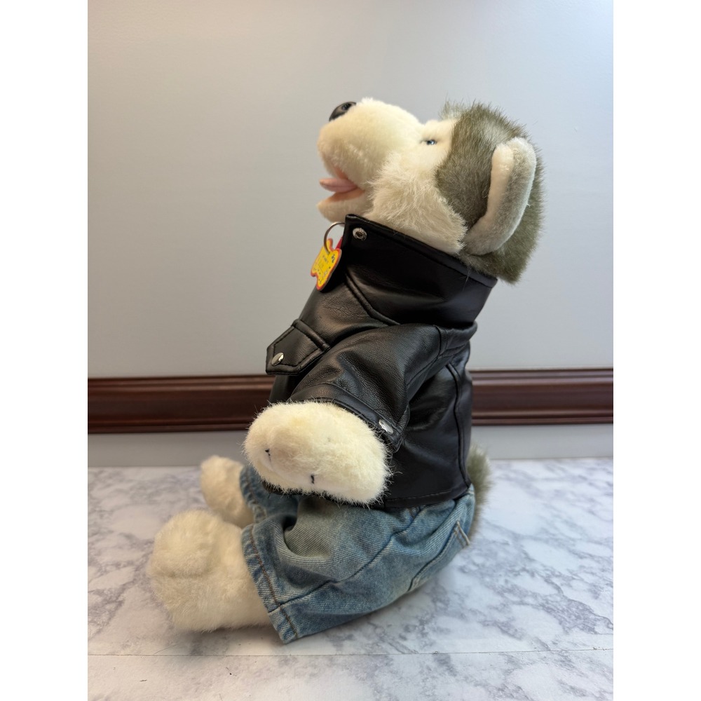 Build-A-Bear Husky Plush Harley-Davidson Biker Outfit Leather Jacket Jeans 16" - Picture 16 of 16
